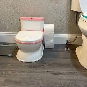 BabyBond 2-in-1 Realistic Flushing Potty Trainer, Pink Potty Chair with Detachable Seat, Flush Sounds, Wipes Storage & Toilet Paper Holder, Potty Trainning Seat for Toddler and Infant