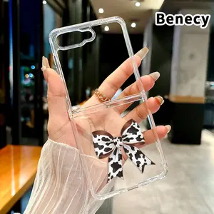 Cow - print Bow Pattern Phone Case for Z Flip 7/6/5/4 Protective Folding Case with Double Protection and Camera Lens Cover