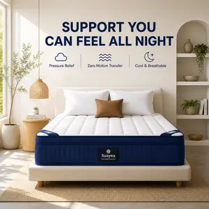 FANSACE 12in California King Luxury Hybrid Mattress in a Box (Sleek Series) - Pocket Coils, Gel Memory Foam, Cloud Quilt, Medium Support, Pressure Relief, Strong Edge Support, Ergonomic Design, Cooling, Comfortable Cloud Bed Mattress, Queen Size Mattresse