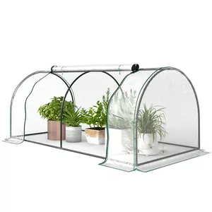 Outsunny 7' x 3' x 2.5' Mini Greenhouse, Portable Tunnel Green House with Roll-Up Zippered Door, UV Waterproof Cover, Steel Frame, Clear