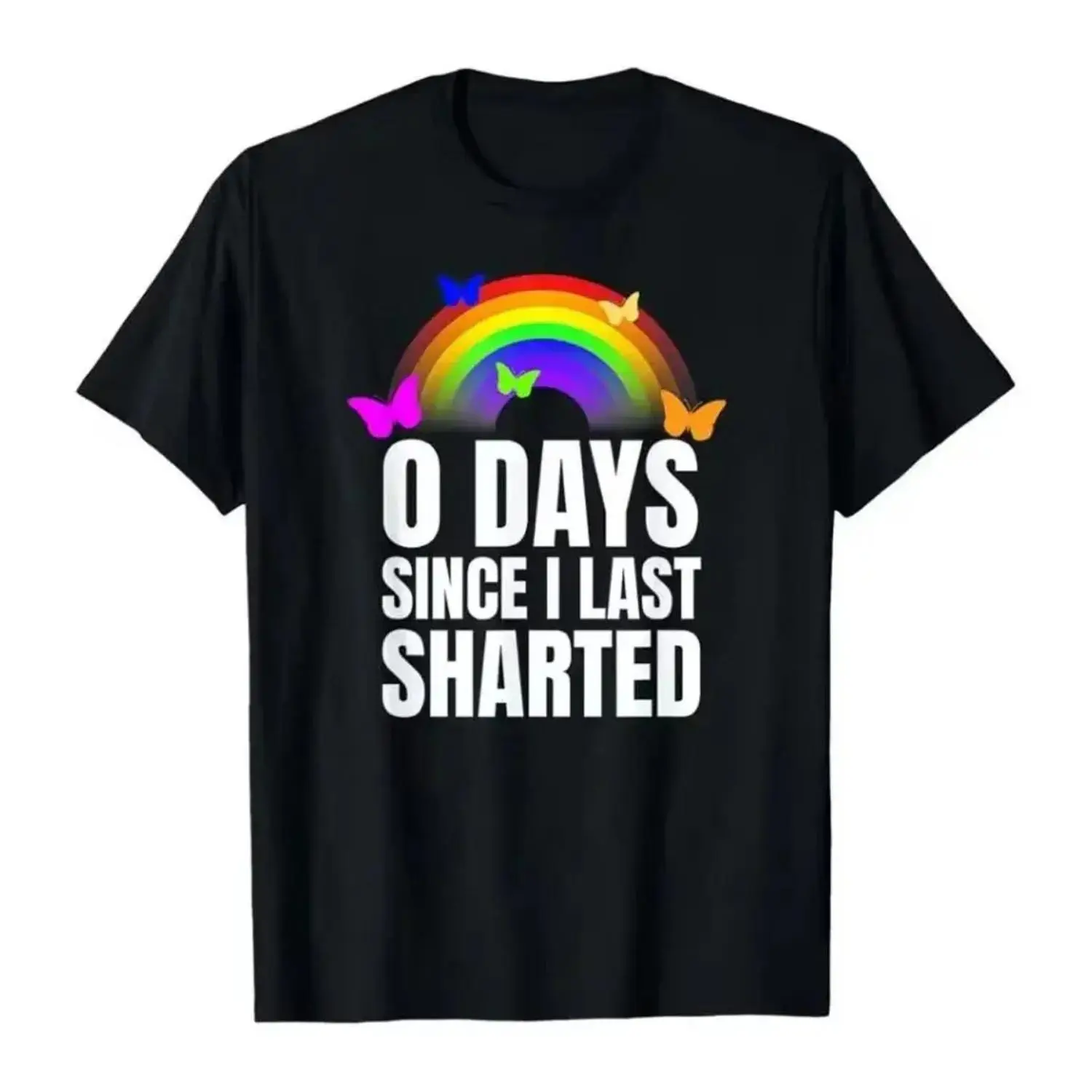 O Days Since I Last Sharted Funny Graphic T Shirt Humorous Embarrassing Airport Meme Tee Unisex Cotton Short Sleeve Top Casual Outdoor Everyday Wear Gag Gift for Men Women