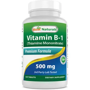 Best Naturals Vitamin B1 500 mg 120 Tablets Thiamine Mononitrate Premium Formula 3rd Party Lab Tested Healthy Energy Production & Nervous System Support