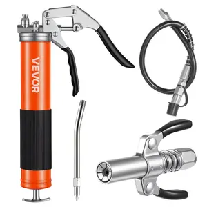 VEVOR Grease Gun, 8000 PSI, Pistol Grip Grease Gun Kit with 14 oz Capacity, Includes 18 - Inch Flex Hose, Double Handle Grease Coupler, Extension Rigid Pipe Sharp Type Nozzle for Automotive, MarineVEVOR Super Brand Day