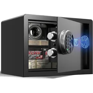 Smart Biometric Safe - (0.80 cu. ft.) Fingerprint Lock Box with Silent Mode, Backlit Keypad and LED Light, Small Caja Fuerte with Anti-Rust and Anti-Theft