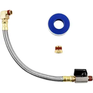 Extended Tank Drain Valve Assembly Kit for Air Compressor, Including 10 Inches Air Compressor Tank Drain Hose 1/4 inch NPT, 1/4" to 3/8" Brass Adapter and Thread Seal Tape