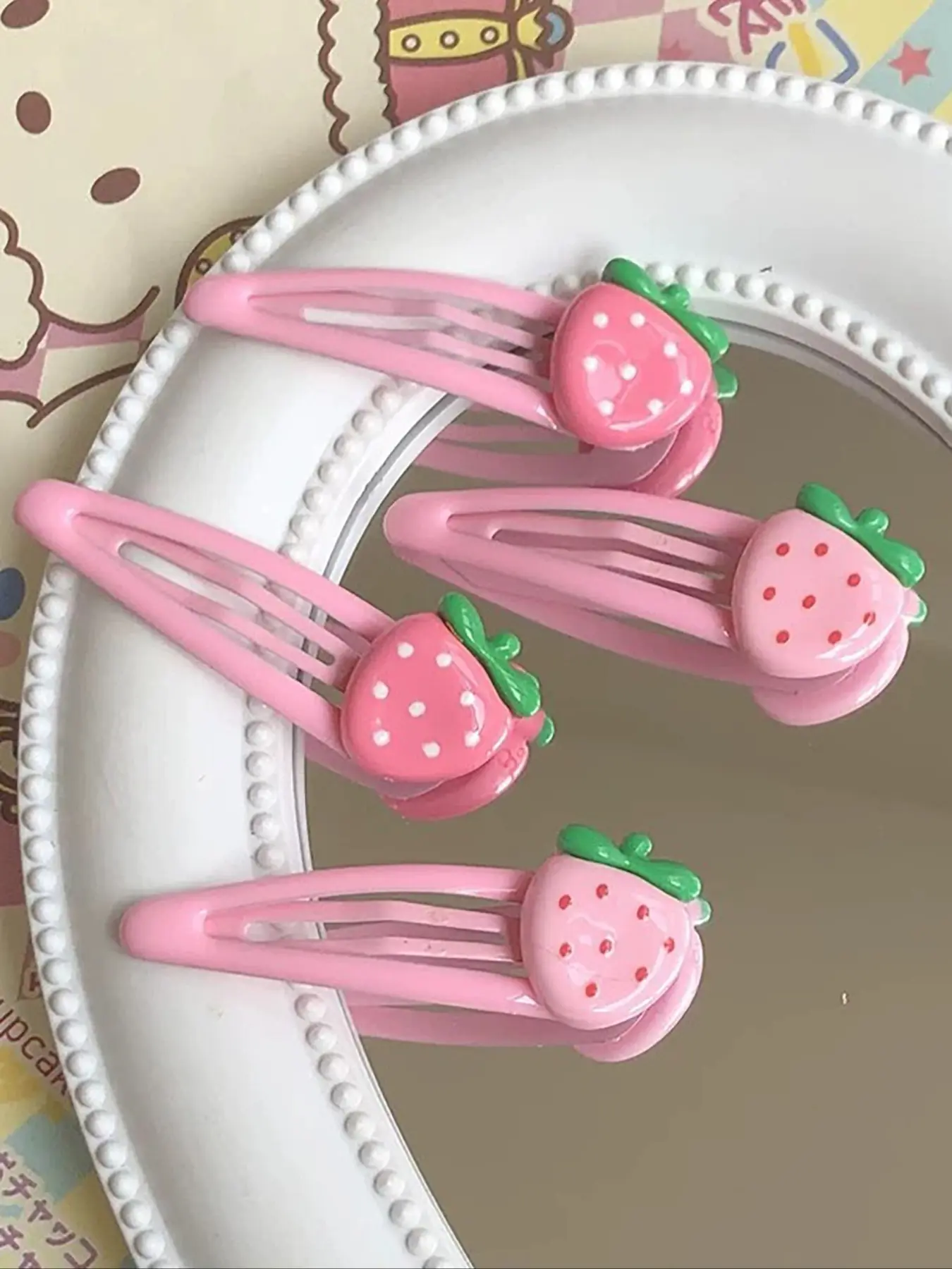 4pcs Sweet Fresh Strawberry Bb Hair Clips, Cute Side Bangs Clip for Women & Girls, Perfect for Daily Use & Gifts, Kawaii Fun Hair Clips, Hair Style Accessory