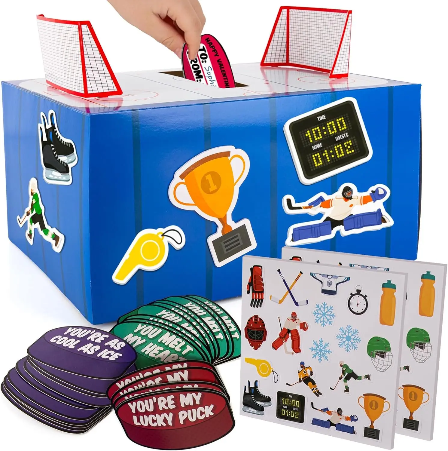 Kids' Sports Paper Creative Craft Kit - Valentine's Day Office Stationery Gift Box with Decoration Elements, Festive Card Holder That Holds Up to 30 Cards