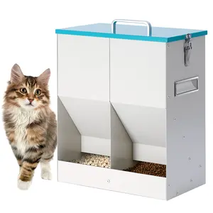8 Lbs (10L) Large Capacity Double Bowl Automatic Pet Feeder for Dogs & Cats, Dual Gravity Outdoor Feeder, Suitable for Two Cats, Universal for Dogs and Cats