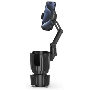 Phone Holders for Your Car, 2 in 1 Universal Cup Holder Expander Adjustable Base with Phone Mount, Long Arm with 360°Rotation Cup Holder Phones Mount for Car, Car Phone Stand Compatible with All Smartphones