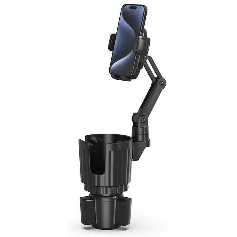 Phone Holders for Your Car, 2 in 1 Universal Cup Holder Expander Adjustable Base with Phone Mount, Long Arm with 360°Rotation Cup Holder Phones Mount for Car Compatible with All Smartphones, Cell Phone Mounts, Adjustable Cellphone Holder, Car Phone Stand