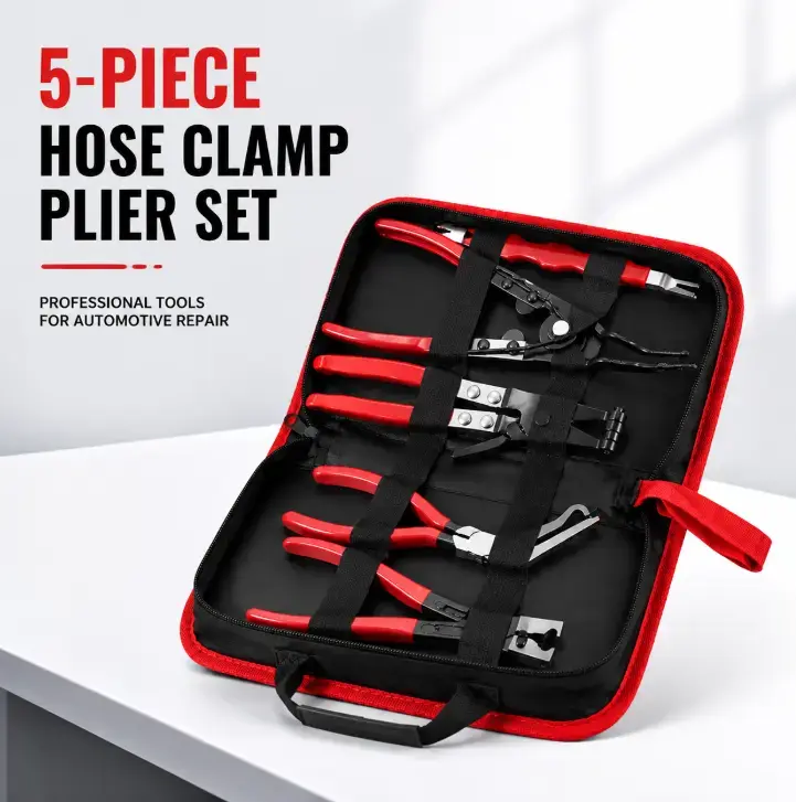 Unisex 5-Piece Automotive Electrical Connector Disconnect Pliers Set - Mechanic Tools with Angled & Straight Pliers, Multifunctional Hose Clamp Remover, Damage-Free Portable Cars Accessories for Car Repairs