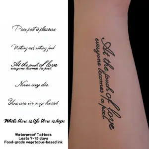 Waterproof temporary tattoo sticker magic tattoo lasting 7-15 days elegant handwritten English inspirational short sentence pattern herbal juice semi permanent tattoo simulation tattoo Cool Finger Tattoo