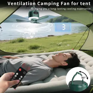 11" Camping Fan, 10400mAh USB Rechargeable Tent Fan with Remote, LED Light, Timer & 3-Speed Settings, Portable Ceiling Fan for Camping RV