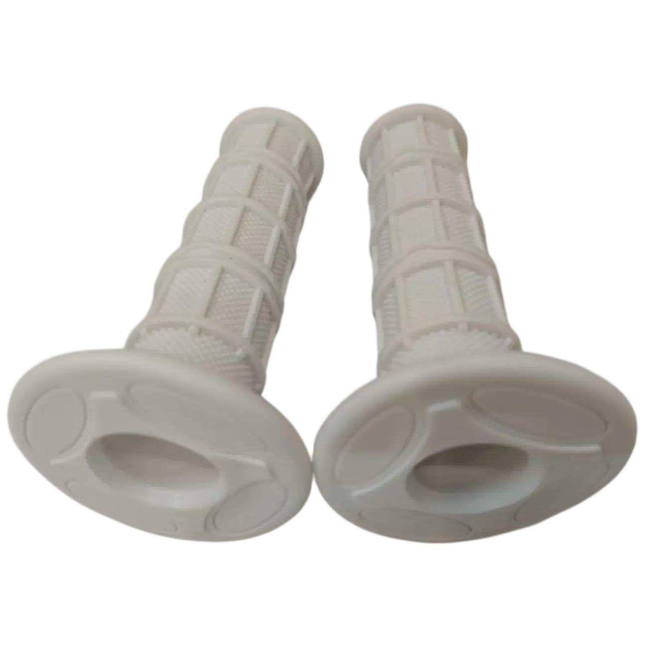 Universal 7/8" Motorcycle Handlebar Grips, 1 Pair White Soft TPR Rubber with Anti-Slip Grid, 117mm Fatigue-Relieving Bike Grips for Scooter, ATV, Dirt Bike