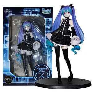 S17CM Anime Hatsune Miku Project DIVA Arcade Future Tone Hatsune Miku Black Dress Lolita Model Toy Gift Collection Aciton Figure