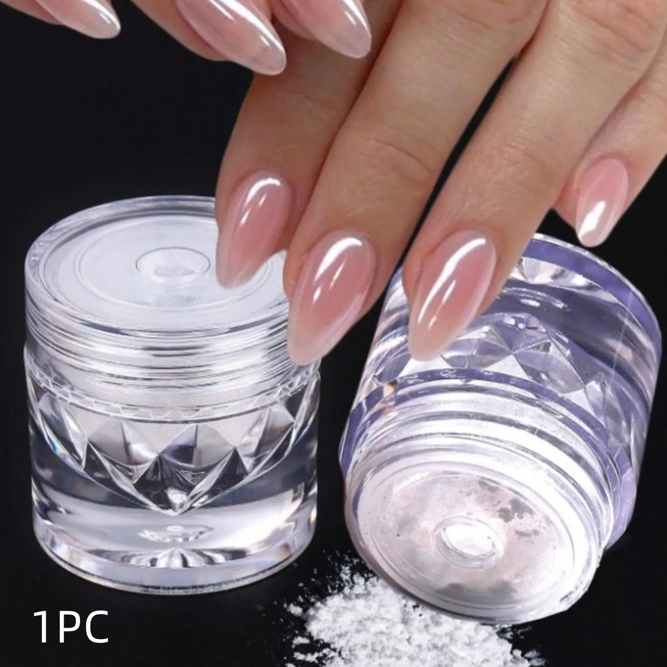 0.5g/Bottle Glazed Donut Pearl Chromium Powder 1PC Chromium Nail Powder Ice Transparent Aurora Chromium Nail Powder High Gloss Transparent Pearl Powder Glitter Pigment