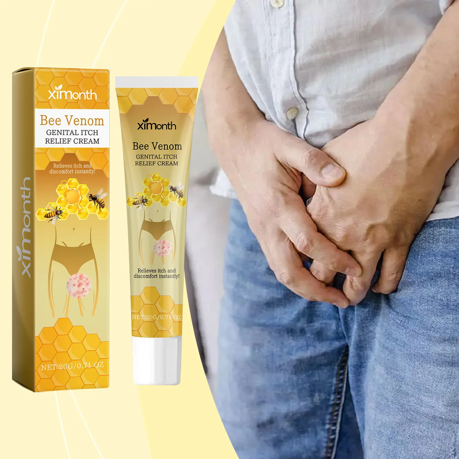 Ximonth Men's Care Cream - Gentle Body Care with Glycerol & Glycerol Stearate for Sensitive Areas - Hydrating & Moisturizing Formula - Fast Absorption & No Residue