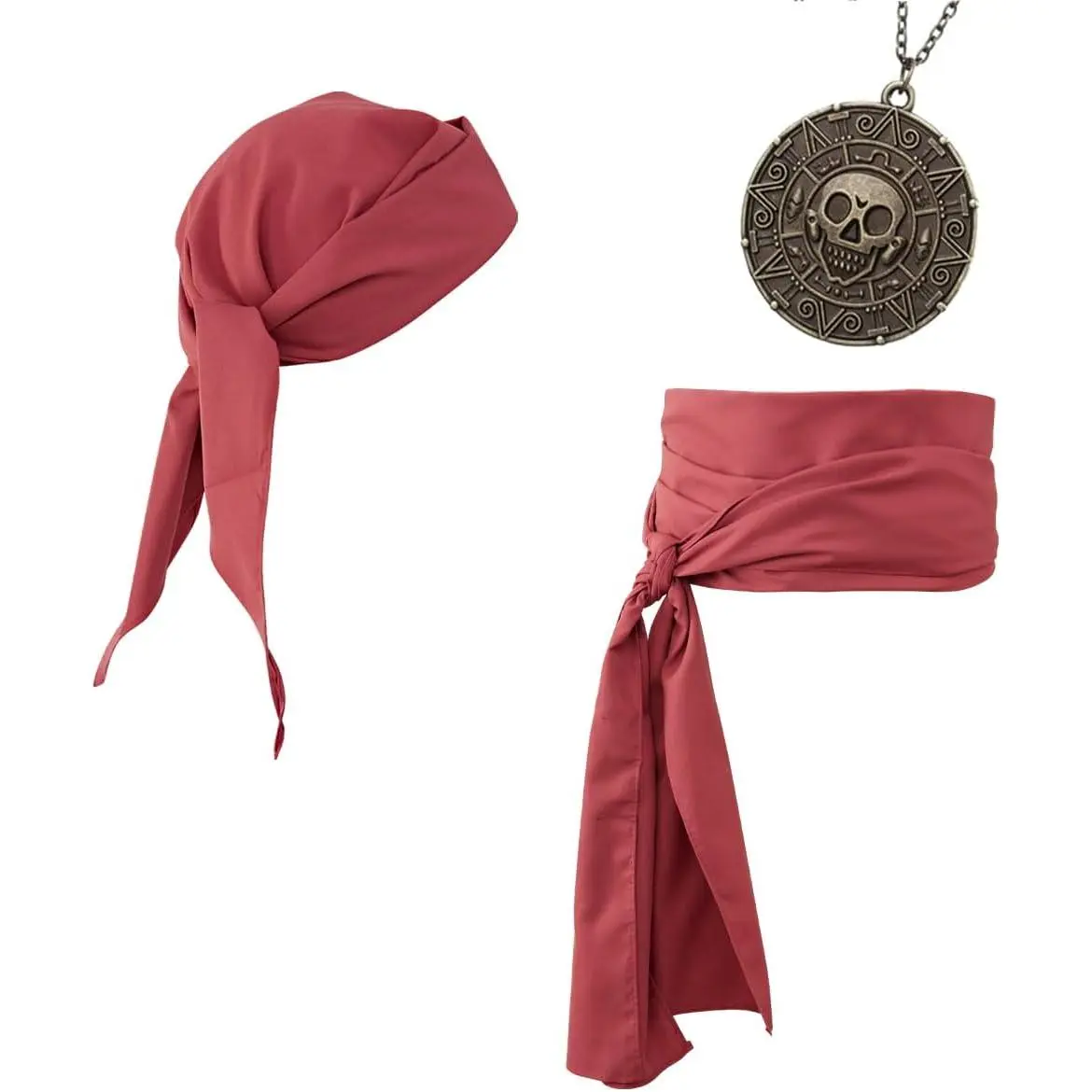 Pirate Costume Accessories Women Men Pirate Bandana Headband  Scarf Pirate Sash Belt and Pirate  3 count