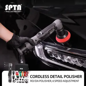 SPTA Cordless Mini Polisher, 12V Cordless Multi Polisher, Micro Cordless Scratches Killer Car Polisher RO/DA Mini Auto Machine Sets With Polishing Pad And Wool Pads for polishing, Sanding and Cleaning
