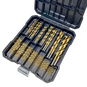 Drill Bit Set, 99-Piece Metal Drill Bits, High Speed Steel Titanium HSS Twist Drill Bits Set with Storage Case & Center Punch for Wood/Steel/Aluminum/Plastic/Fiberglass Size, 1/16 to 3/8 Inch