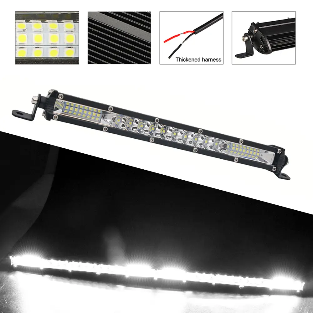 10 Inch LED Light Bar Flood Combo Beam Slim Single Row LED Driving Lamp Off Road Lights LED Work Light for Trucks Pickup Car ATV UTV SUV Roof Bumper Offroad Car Lighting Offroad Lighting System