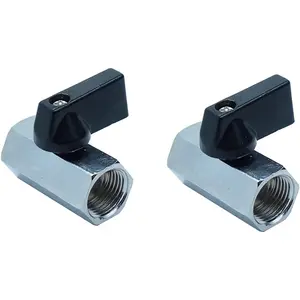 2 Pcs 3/8" Brass Mini Ball Valve NPT Chrome Plated Shut off Valve NPT Female X NPT Female HongBoW Hardware