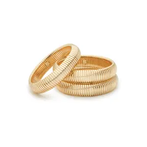 Ettika Flex Snake Chain Stretch Bracelet Set 18K Gold Plated Rhodium Plated Steel Elegant Jewelry Accessory for Fashion and Trendy Decoration