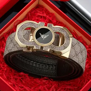 Men'S Automatic Buckle Genuine Leather Belt - Elegant Black & Golden-Tone Design, Durable PVC Material, Perfect for Business Casual or Formal Wear, Stylish Accessory for Men, Formal Accessory | Sophisticated Style | Durable PVC Belt, Belt F beltsmen