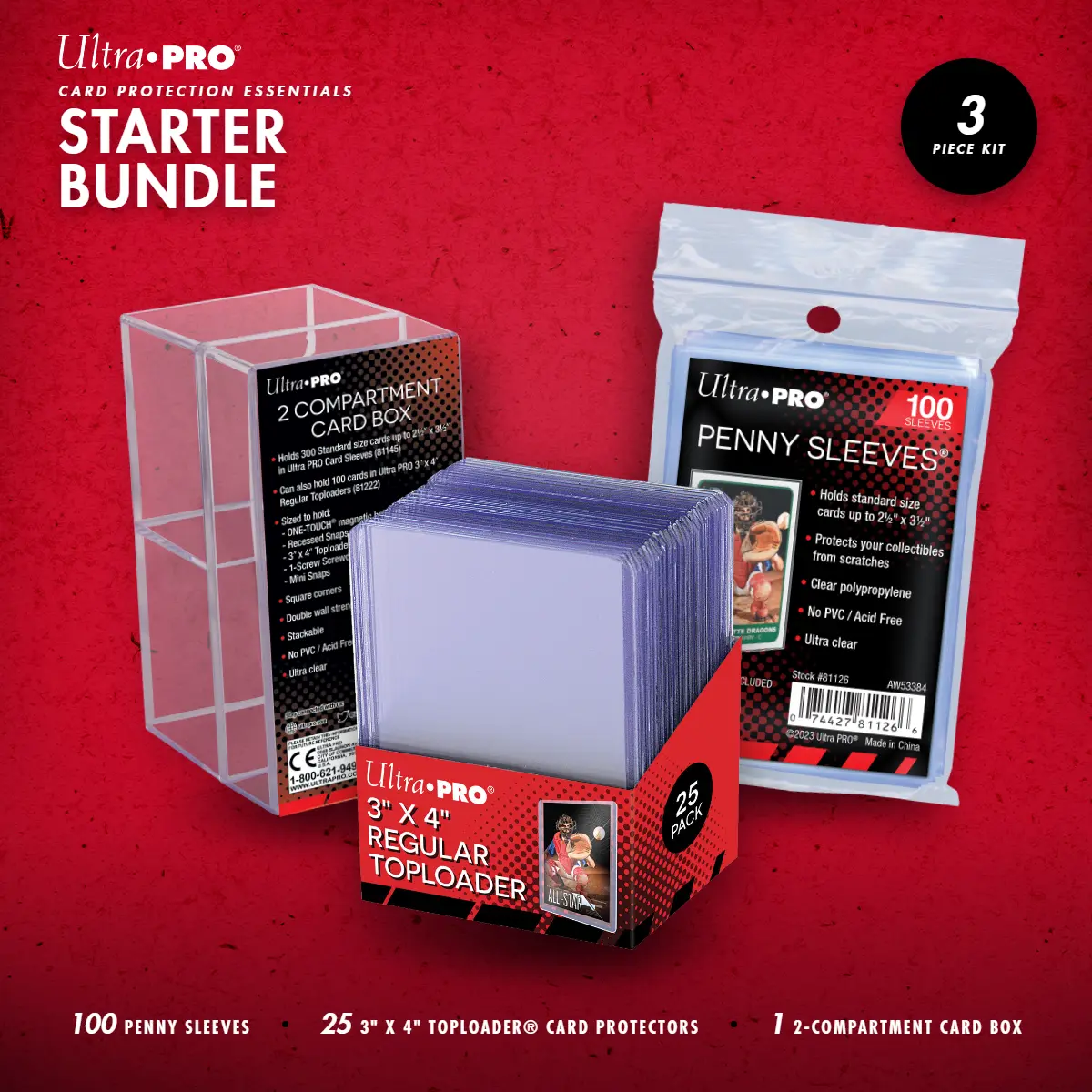 Tiktok Shop Exclusive Ultra PRO Beginner Card Protection Kit: TOPLOADER, Storage Box & Free PENNY SLEEVES