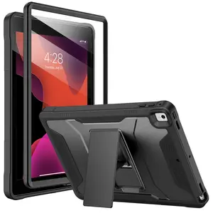 Rugged Full-Body Heavy Duty Protective Cover for Apple iPad 6th/5th Gen 9.7 Inch 2018/2017 with Built-in Screen Protector & Kickstand - Black - Computer, Protection
