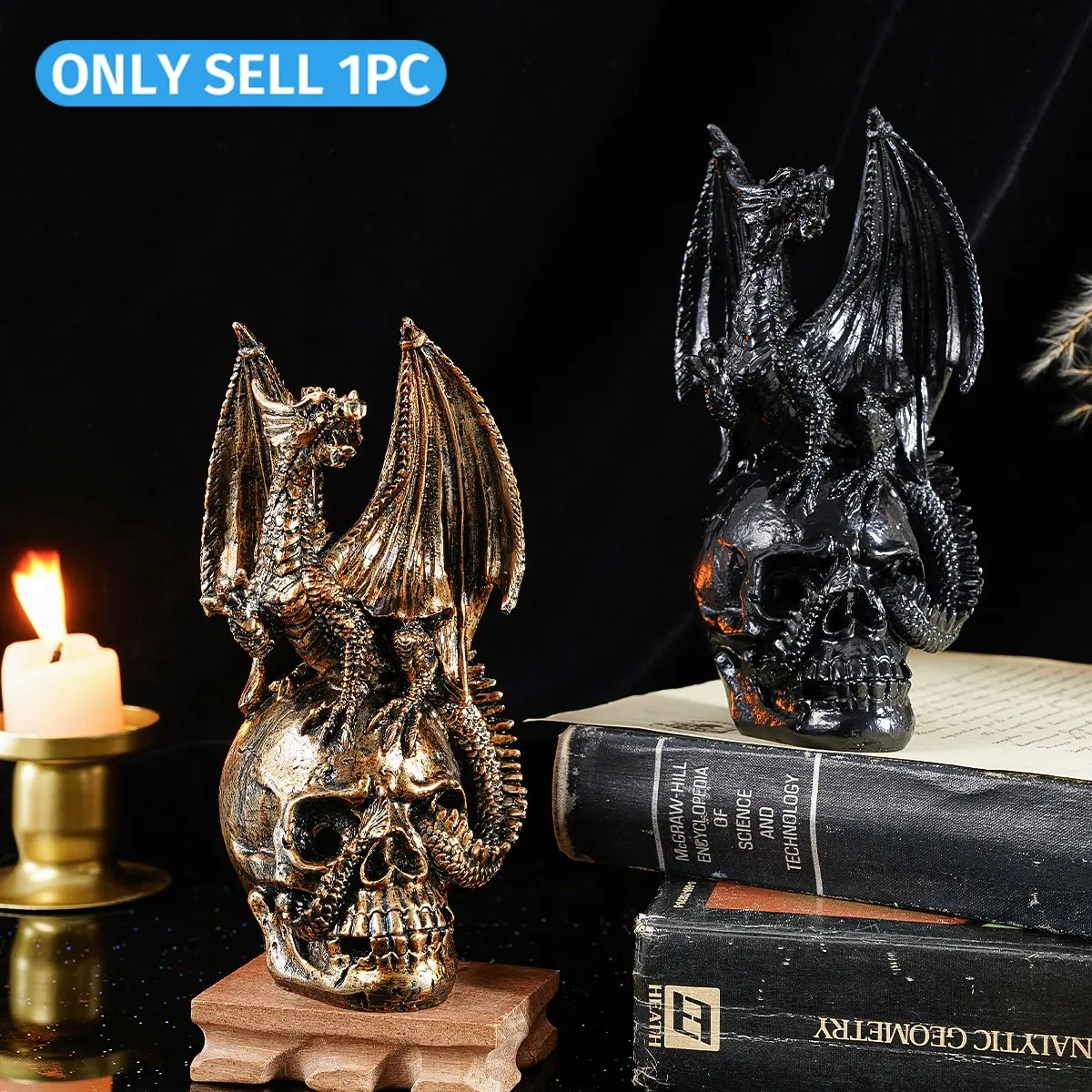 Halloween Party Dragon Skeleton Decor, Creative Resin Ornament, Dual Color Options, Indoor Tabletop Decoration, Festive Atmosphere Setup