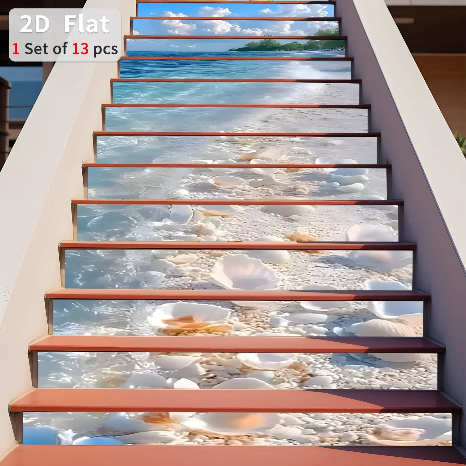 Geometric Pattern Stair Sticker, 13pcs/set Waterproof Self Adhesive Stair Sticker, Removable Wall Sticker for Home Decor, Decorative Wall Sticker, Decorative Stickers