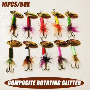 10 Pack Rotating Sequins Set, Composite Lure Bait, Metal Fishing Baits, Artificial Fish Lures, Realistic Fishing Lures, Fishing Supplies
