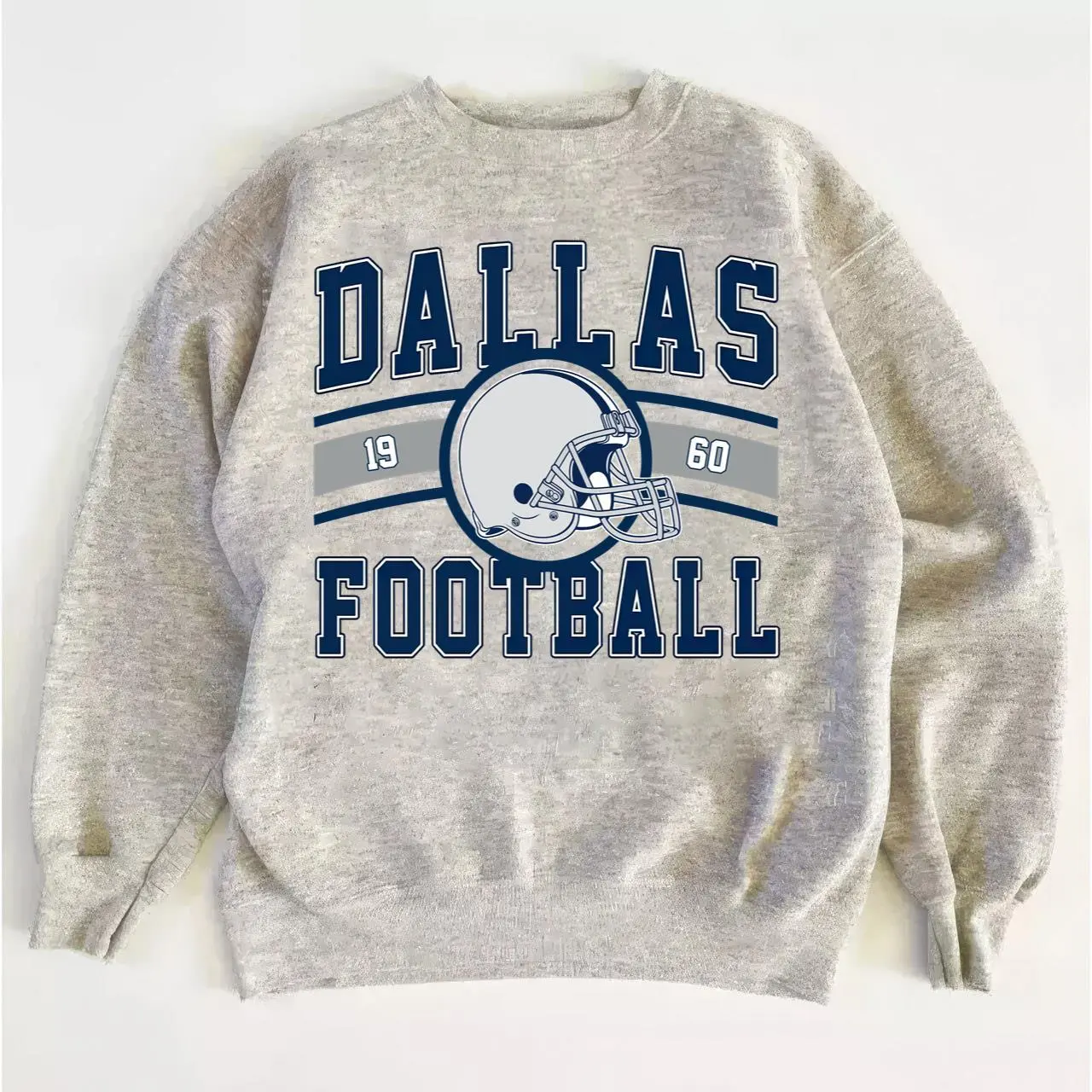 Retro Crewneck Pullover Sweatshirt, Dallas Football Spirit Outfit for Fans