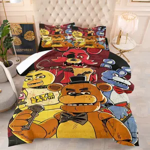 Five Nights at Freddy's Theme Qulited Comforter Set, Bedding Sets, Includes One Comforter and 1/2 Pillowcase, Freddy Fazbear & Friends Print Fashion Warm Quilt Core, Perfect Gift for Game Lovers on Birthdays & Christmas