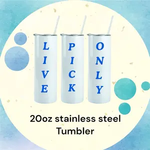 20 oz Tumbler Live Pick Only- Tumbler- hot and cold Stainless Steel Drinkware Lid Plastic Straw Insulated