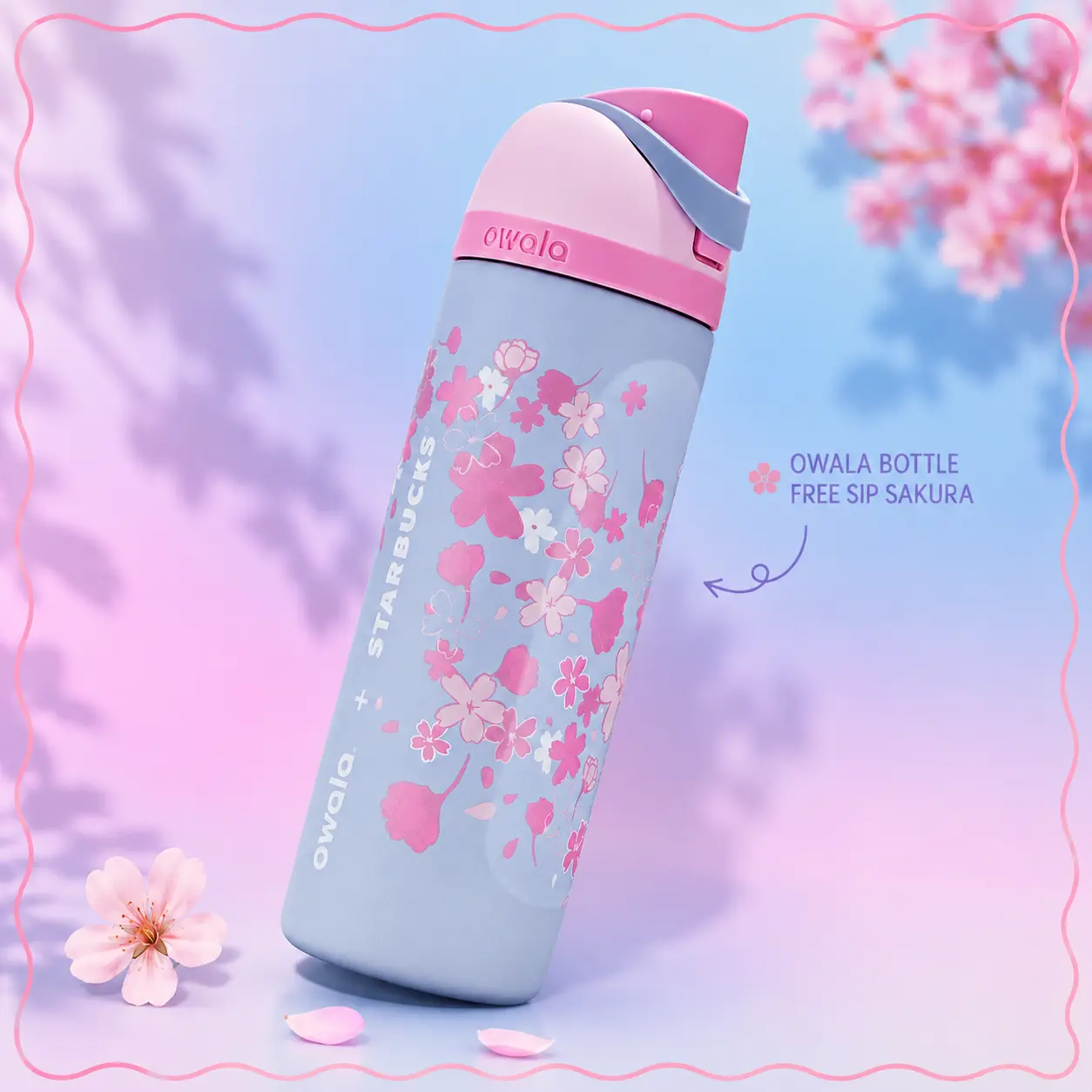 Owala Starbucks Sakura 24oz & Owala Silly Goose 32oz FreeSip Water Bottles – Limited Edition Insulated Stainless Steel Tumblers, Leakproof Travel Bottles, Collectible Gift for Women