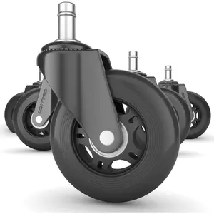 Office Chair Wheels Replacement Set of 5 - NO  CHAIR MATS - Office Chair Casters for HARDWOOD FLOORS - Smooth Rolling, Soft Rubber Desk Chair Wheels, Rollerblade Style  Chair Caster Wheels