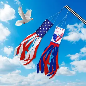 American Windsock Heavy Duty, 4th of July Wind Sock Decorations USA Patriotic Flag Windsock With Embroidered Stars for Outdoor Hangings