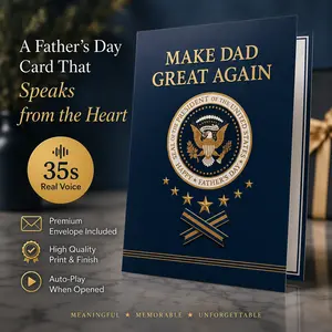 Funny Father’s Day Card with Sound for Dad, Husband, Grandpa, 35-Second Real Voice Talking Greeting Card, Make Dad Great Again Auto-Play Audio, 5x7 Best Dad Gift from Son Daughter Wife