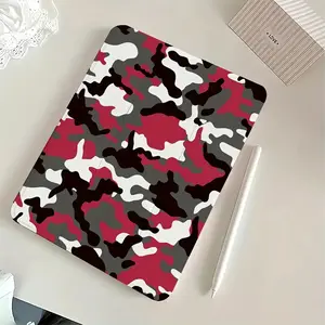 1pc Red, Black & White Camouflage Hybrid Tablet Case with Pen Slot - Foldable Tech Accessories, Non-Slip, Adjustable Kickstand for iPad Air 4/5, 10th Gen iPad (Tablet Accessories, Folding Design)