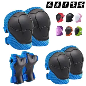 6pcs Adjustable Anti-Injury Sporty Pad Protective Gear Set - Nylon Knee Pads, Elbow Protective Gear, Wrist Guards with Hook Closure, for 3-8 Year Olds, Ideal for Cycling, Skateboarding
