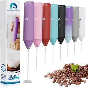 New England Stories Powerful Milk Frother Mini Handheld Foam Maker for Coffee, Latte, Matcha, Hot Chocolate, No Stand, Light Purple