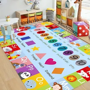 1pc Large Carpet Compatible for Classroom Playroom Heavy-Duty Letter & Number Educational Floor Mat Machine-Washable Soft Room Decor
