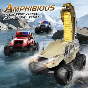 4WD All Terrain Remote Control Car - Amphibious Cobra Water Spray RC Monster Truck, Remote Controlled Vehicle, Backyard Pool Play|1:14 Cobra-shaped deformed car
