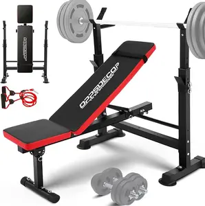 OPPSDECOR 600lbs 6 in 1 Weight Bench Set with Squat Rack Adjustable Workout Bench with Leg Developer Preacher Curl Rack Fitness Strength Training for Home Gym