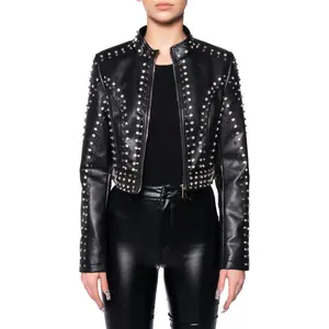 SILVIA-NEW-BLK CRYSTAL MOTO JACKET