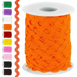 1 Roll 27 Yard Orange Rick Rack Trim Ribbon Kit, Wave Sewing Bending Fringe Trim, Wrapping Fabric Lace Ribbon for Gift Wrapping Supplies Sewing Crafts Clothes Party