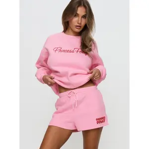 Princess Polly Sweat Short Bubble Text Pink / Red