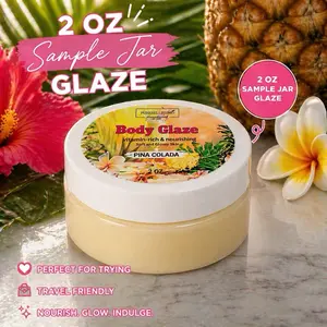 Pina Colada Body Glaze 2 oz Sample Jar - Vitamin-Rich Nourishing Formula for Soft & Glossy Skin - Travel-Friendly & Perfect for Trying